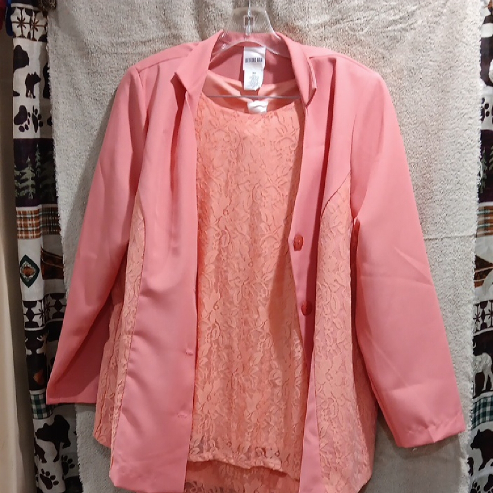 Orange Blazer with Relaxed Fit and Simple Collar